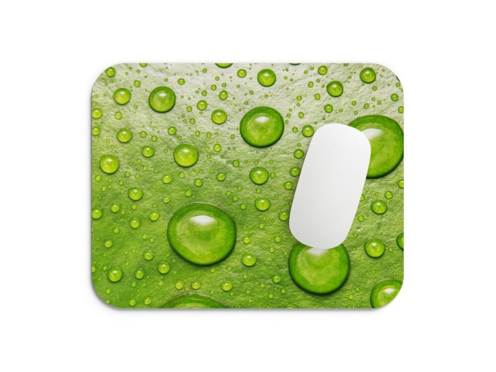 zöld levél vízcseppes egérpad 002